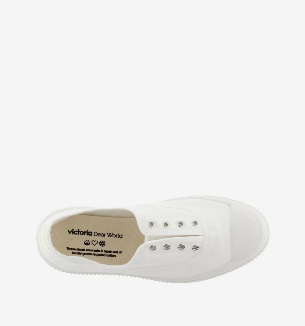 (1076100) Women's canvas trainers with elastic - White