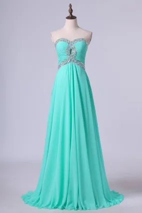 2024 Prom Dresses A Line Floor Length Sweetheart Chiffon With P11CJGRK