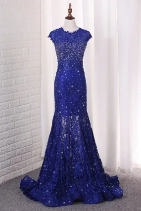 2024 Sexy Open Back Mermaid Prom Dresses Scoop P6PXKZR6