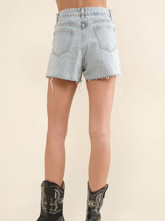 27 Austin Rhinestone Fringe Pocket Denim Shorts