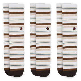 3 Pack White Stripe Crew Sock