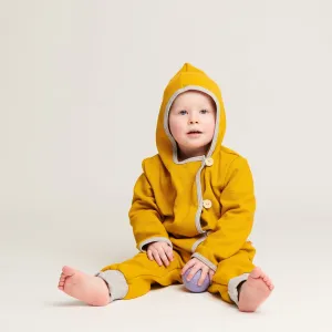 Baby Hoodie Jacket "Rib Mustard/Dotties Blue"