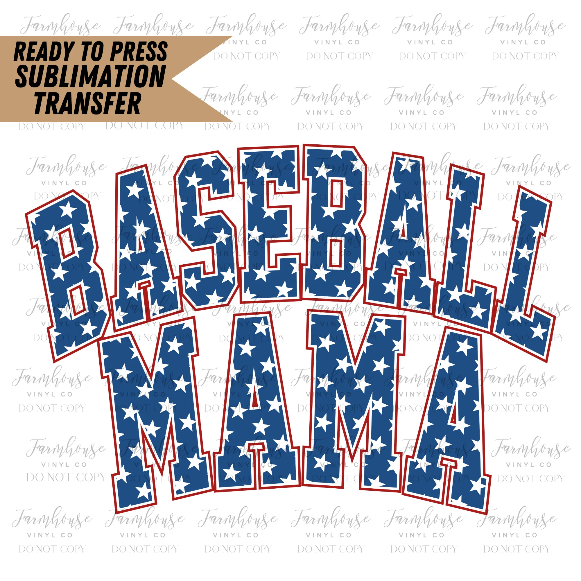 Baseball Mama Varsity Letters Ready To Press Sublimation Transfer