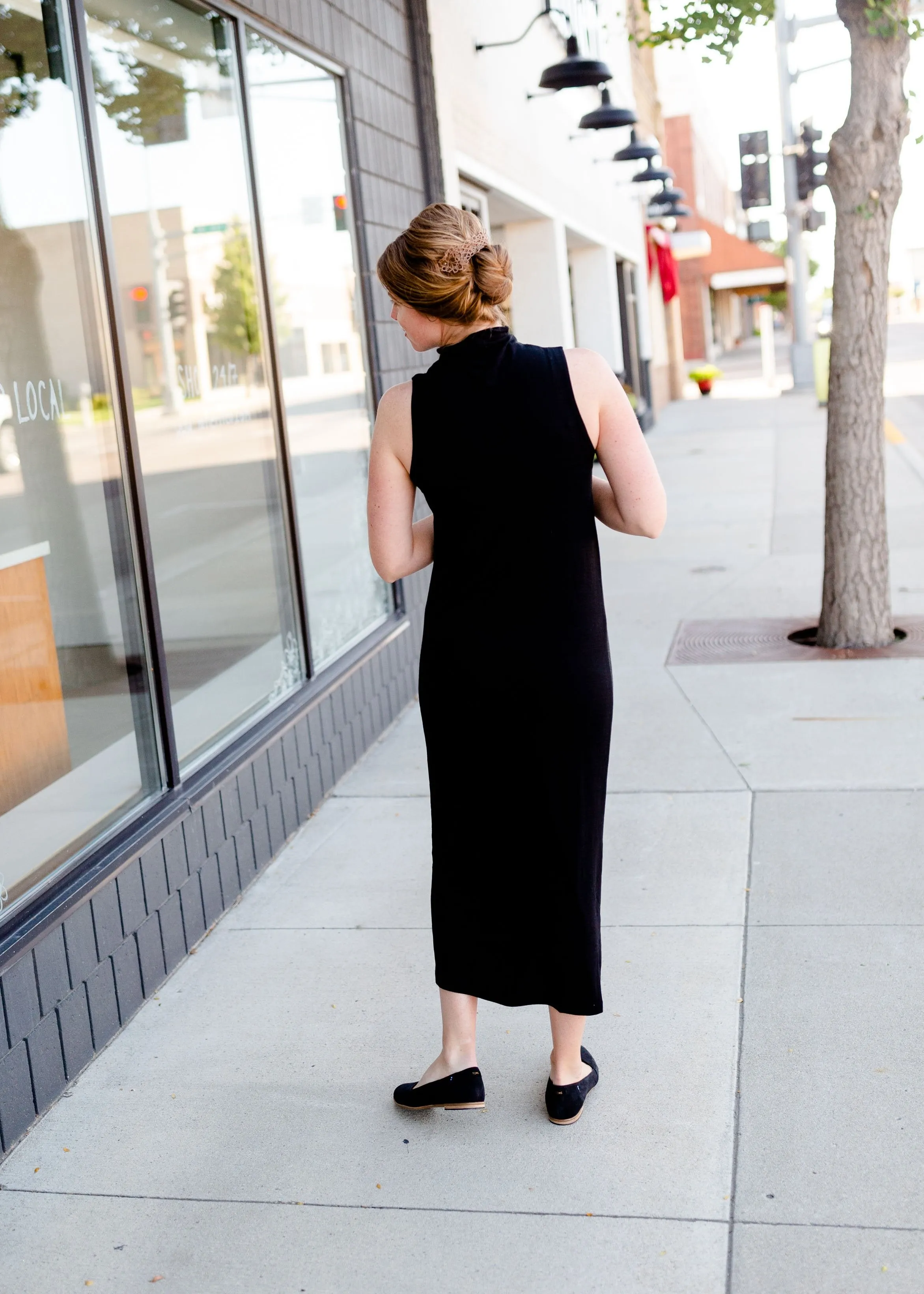 Black Mock Neck Midi Dress - FINAL SALE