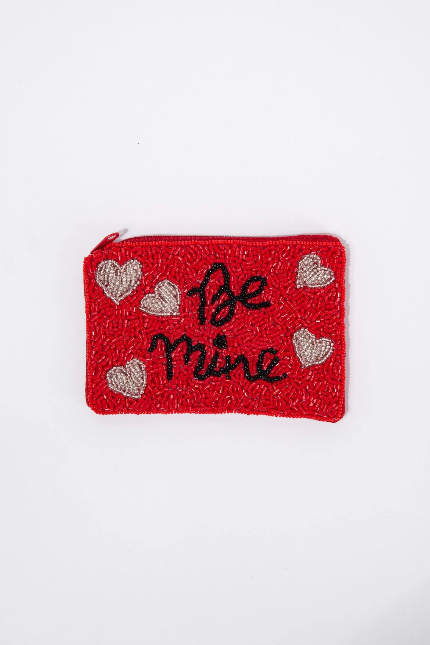 Blakely Be Mine Print Beaded Zipper Coin Bag