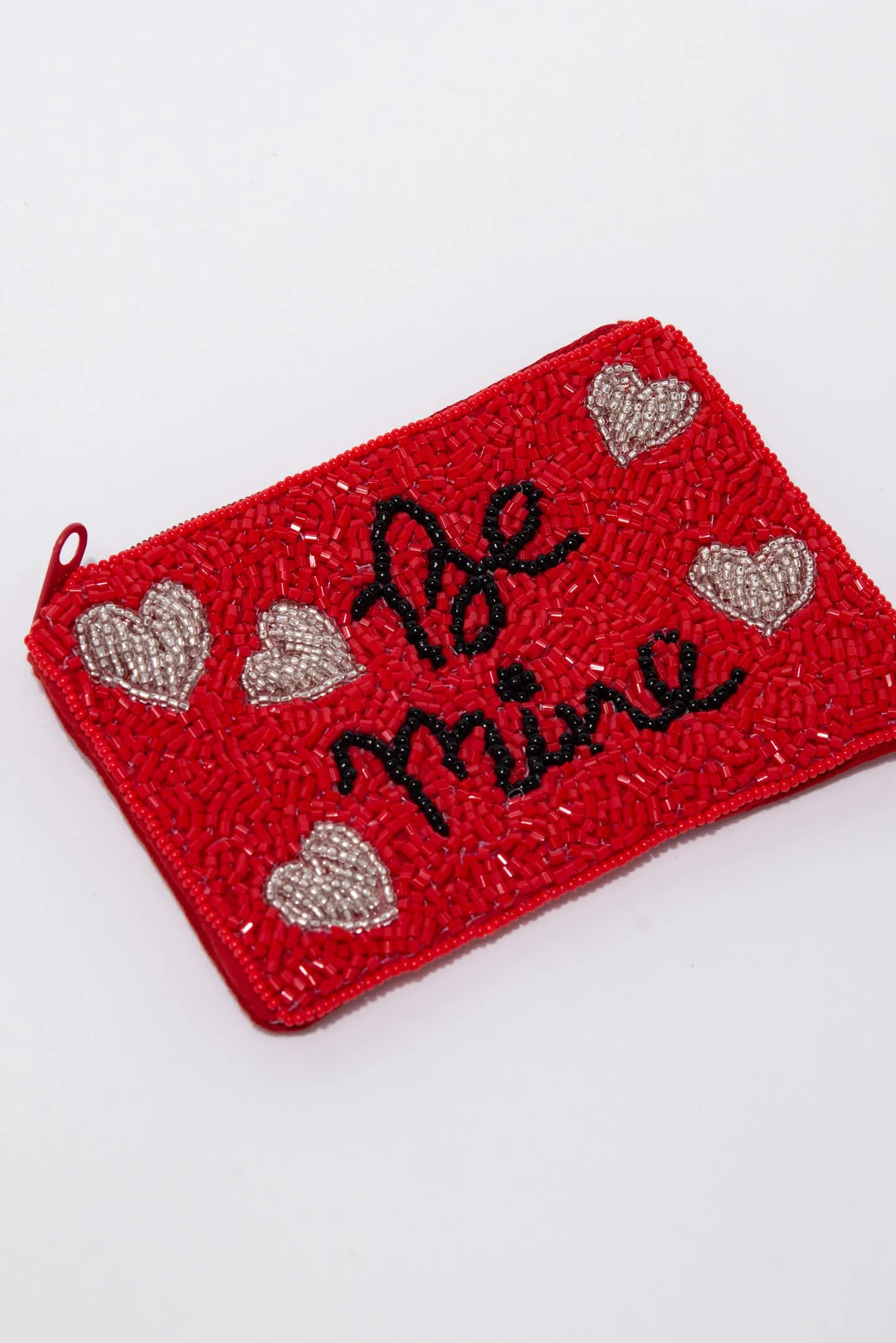 Blakely Be Mine Print Beaded Zipper Coin Bag