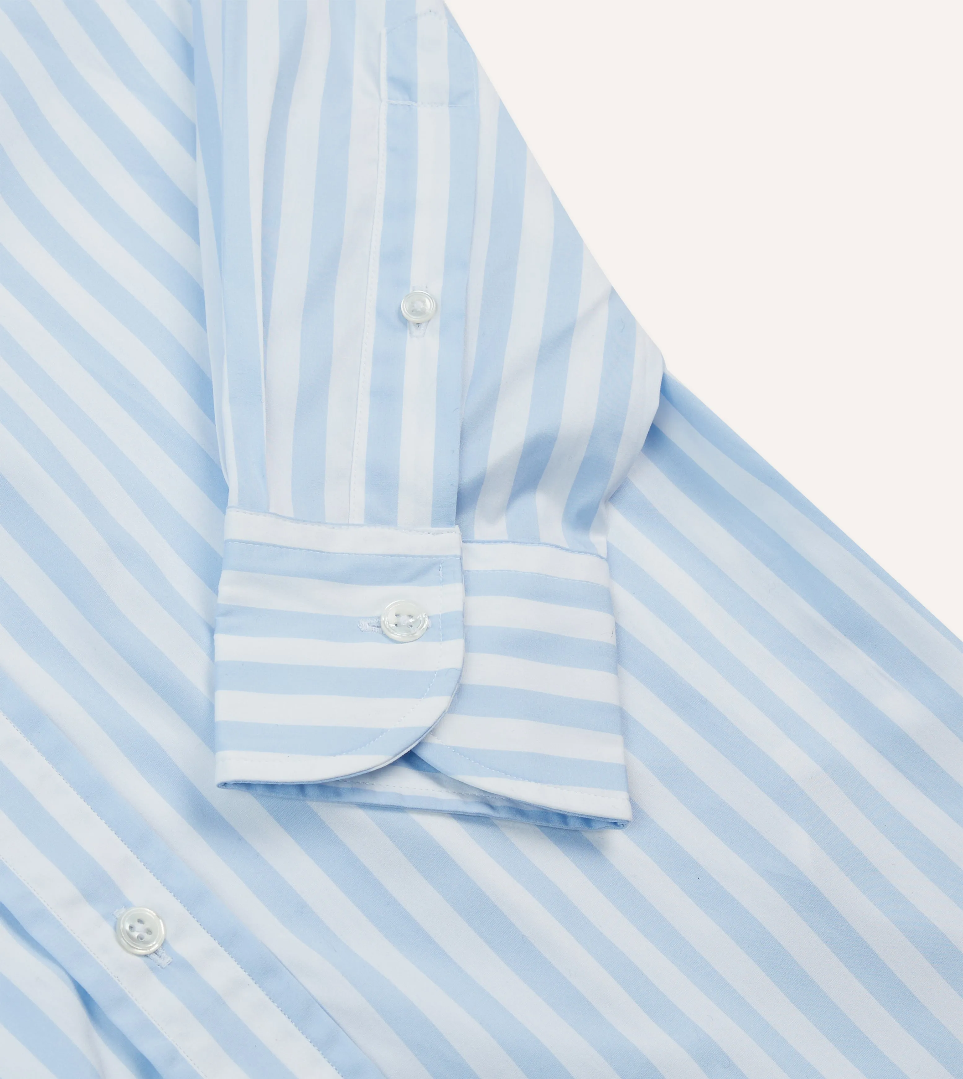 Blue Broad Stripe Cotton Poplin Button-Down Shirt