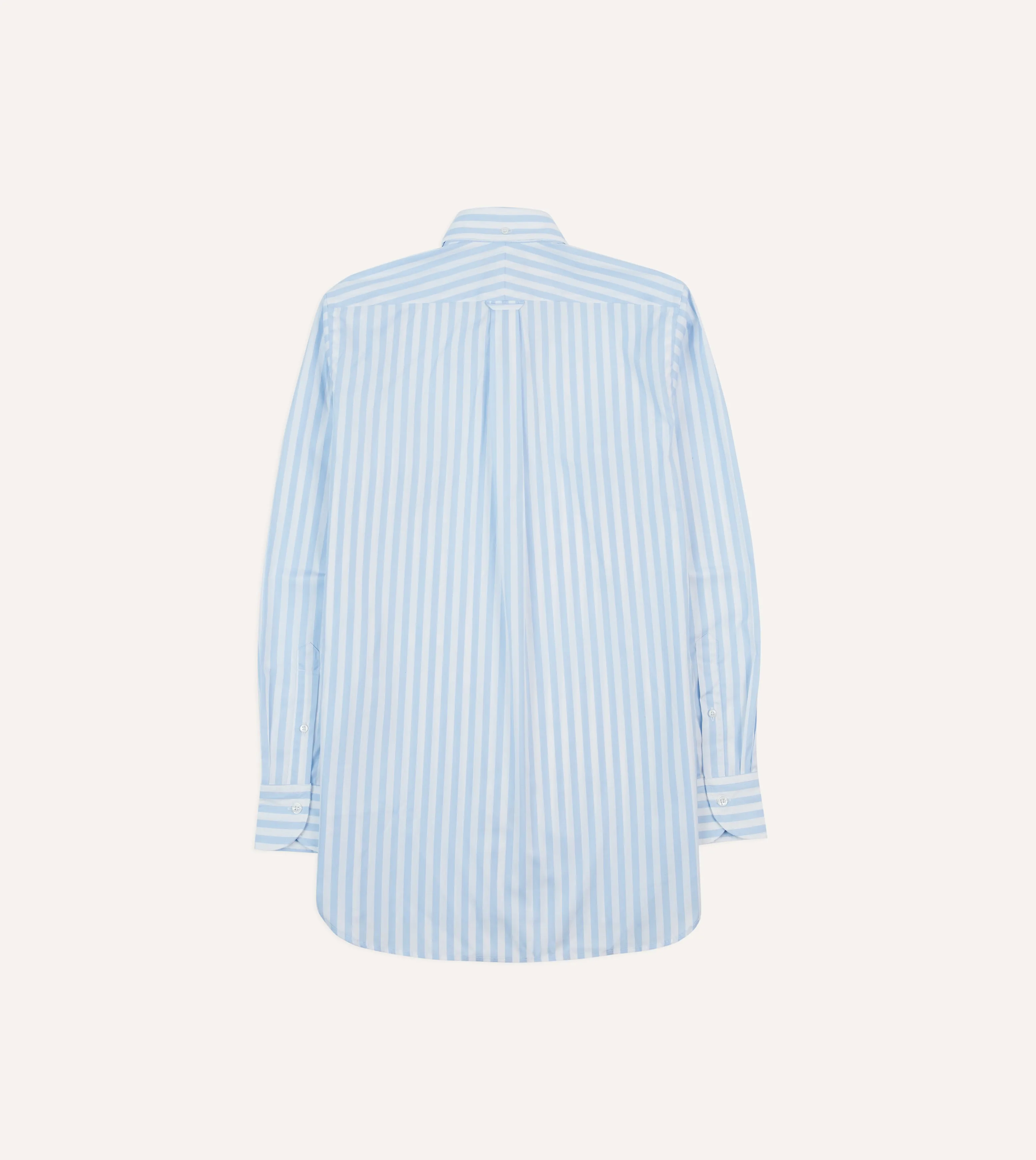 Blue Broad Stripe Cotton Poplin Button-Down Shirt