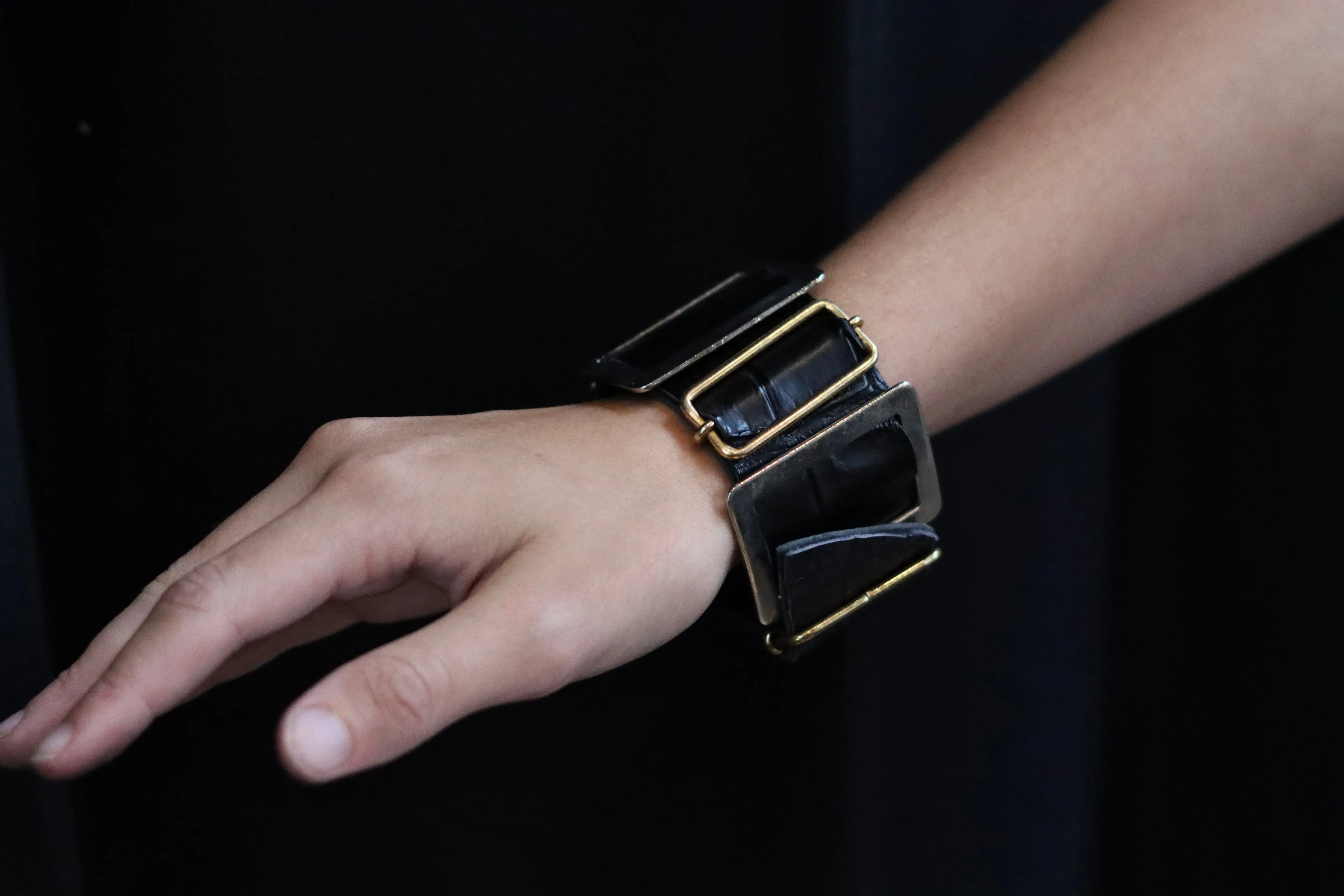 Bracelet | black croc | Belt buckle cuff