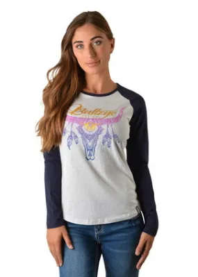 Bullzye Ladies Sunset Steer L/S Raglan Tee - B2W2506150