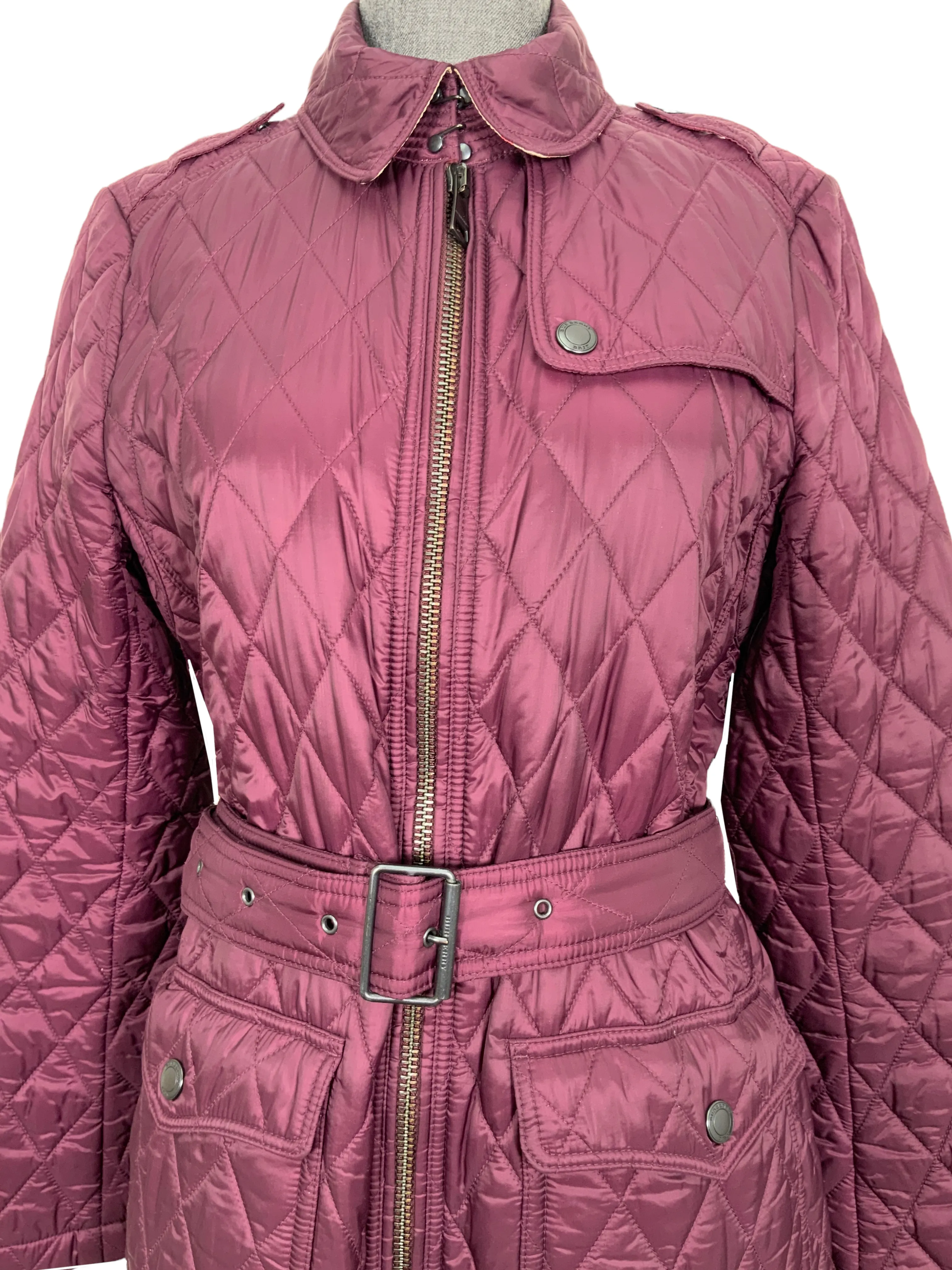 Burberry Brit Quilted Belted Jacket Size M