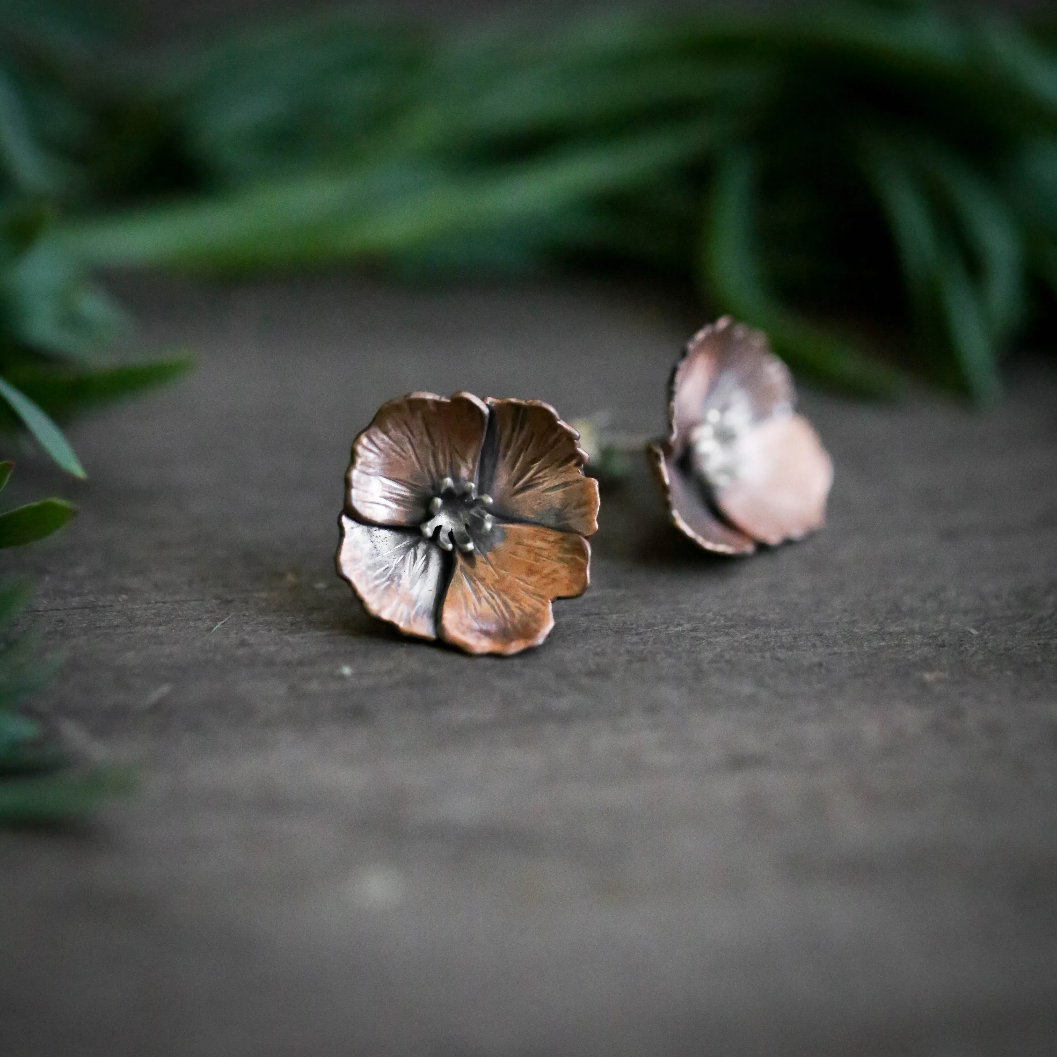 California Poppy Ear Jacket Stud Earrings