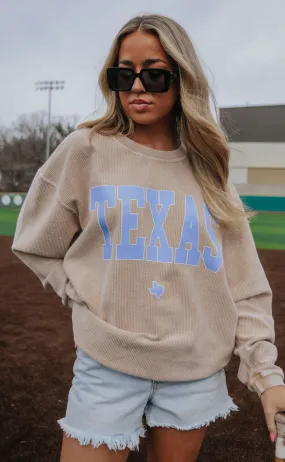 charlie southern: texas corded sweatshirt - latte