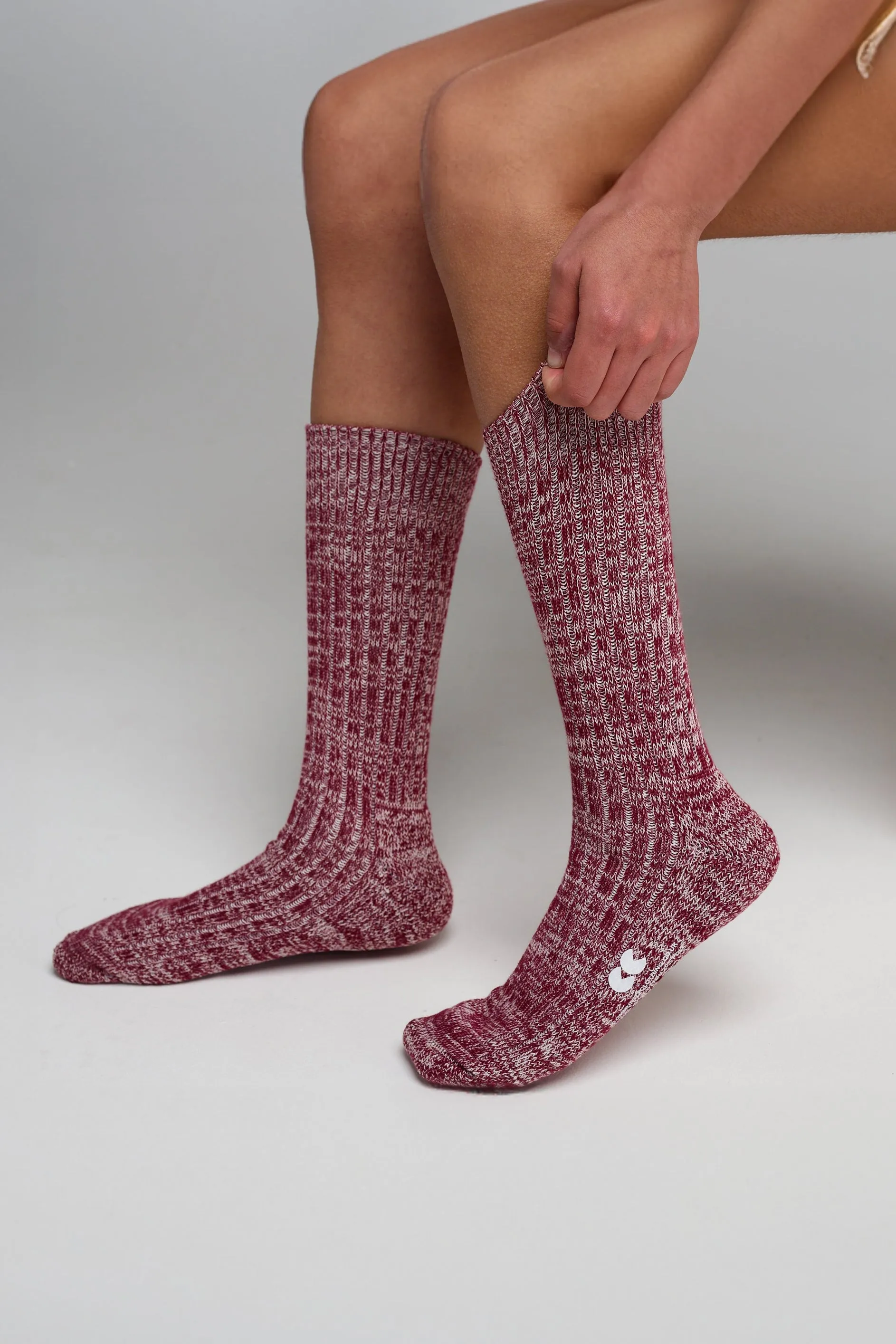 Cushioned Cotton Walking Sock - Port/White