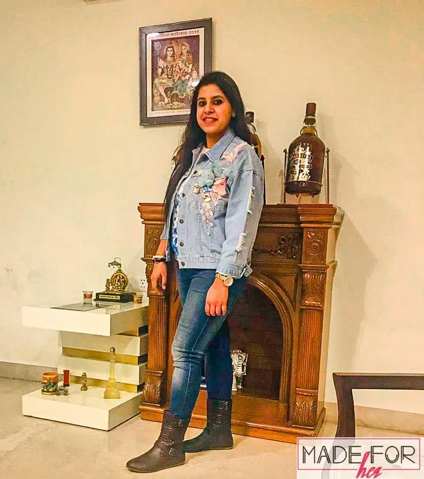 Customer Manasvi In Our 3D Embroidered Denim Jacket