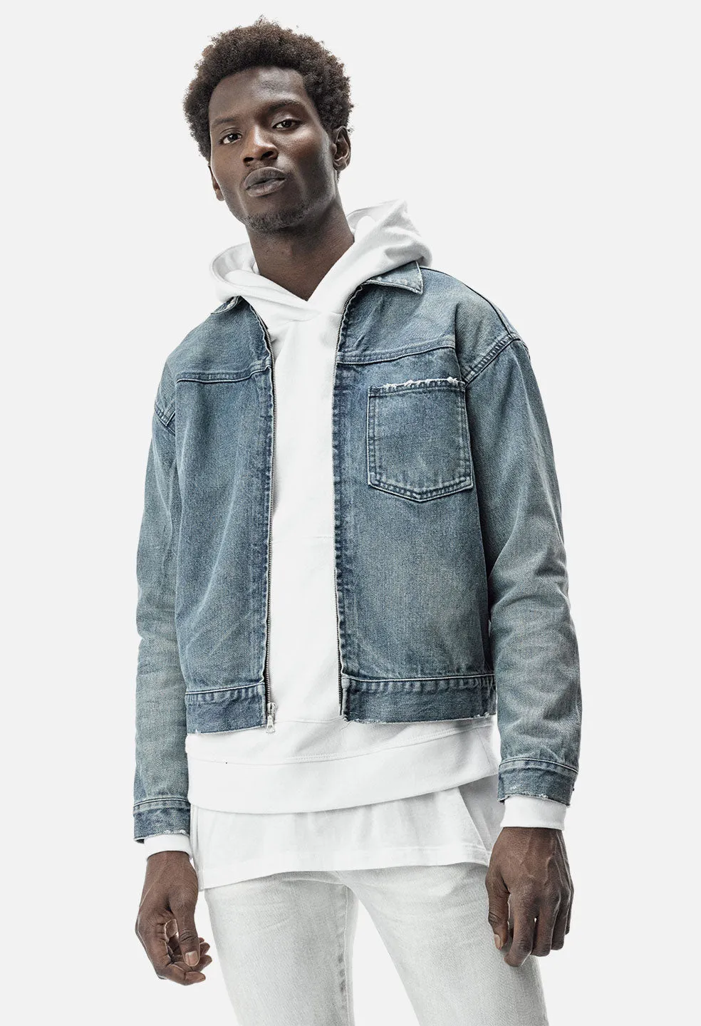 Denim Zip Blouson / Cadet Indigo