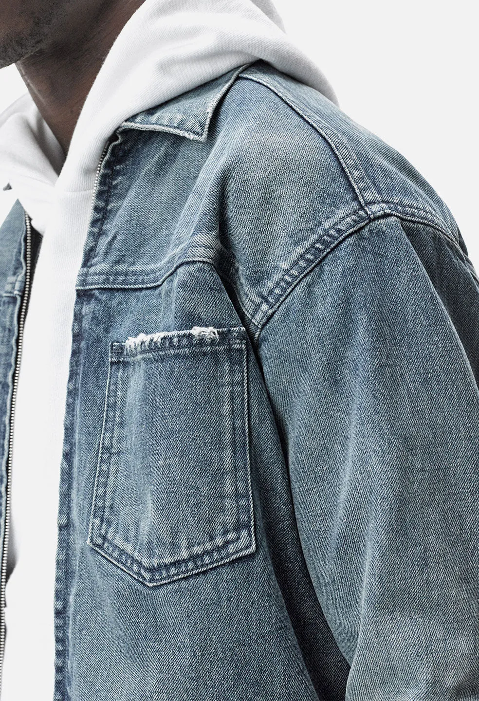 Denim Zip Blouson / Cadet Indigo