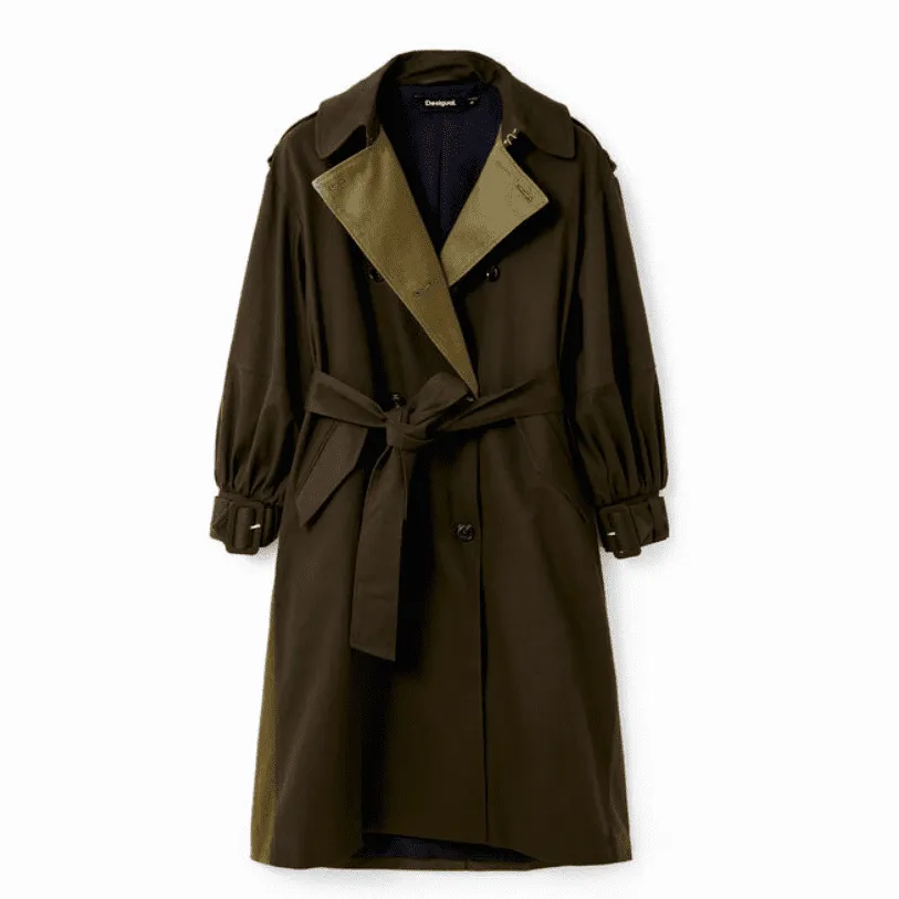 Desigual Oversized Belted Trench Coat - Khaki