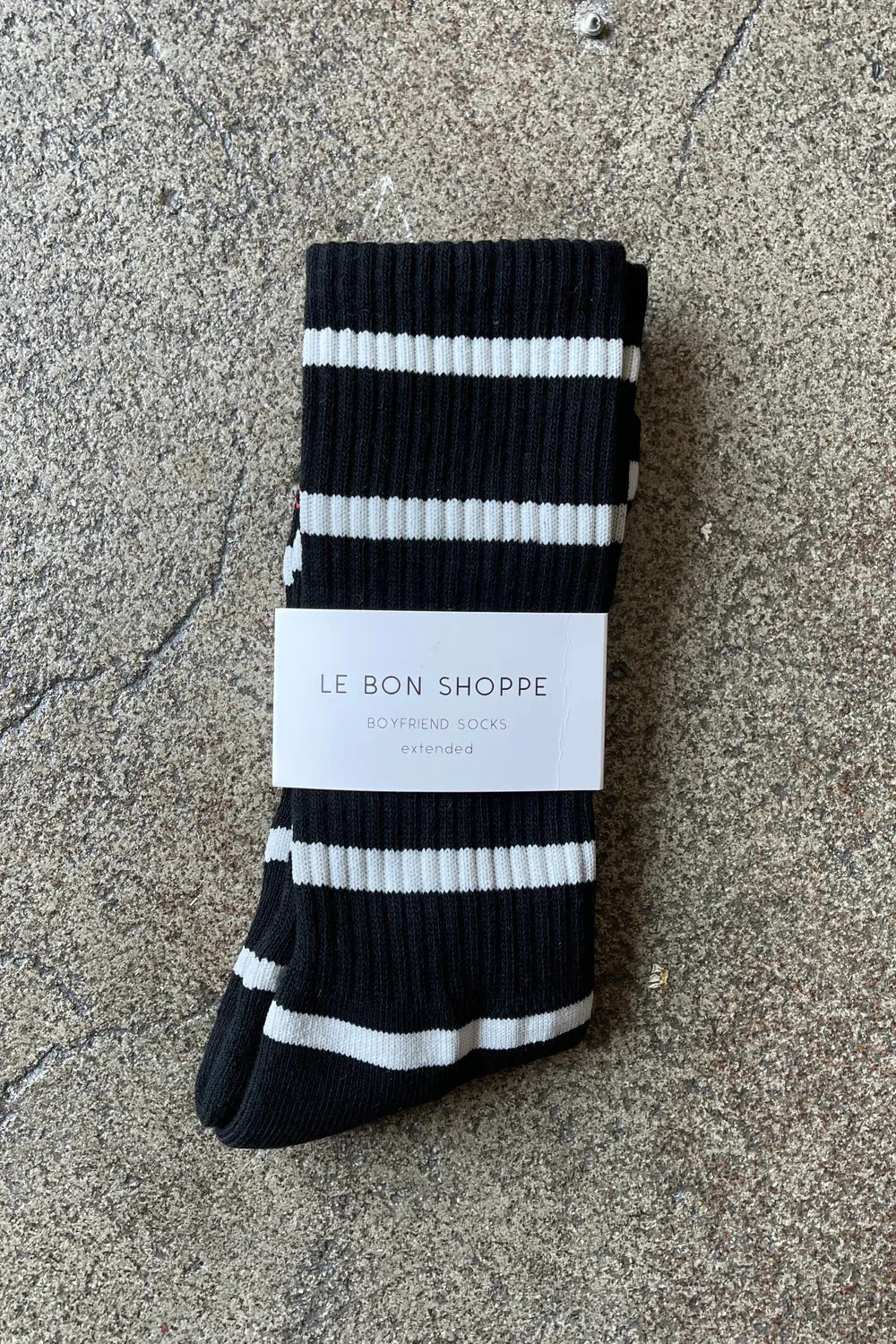 Extended Boyfriend Socks - Black Stripe