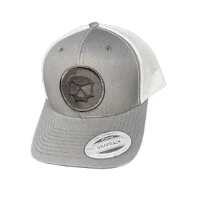 Flexfit Snapback Hat - Light Grey / White Mesh (Skull Icon)