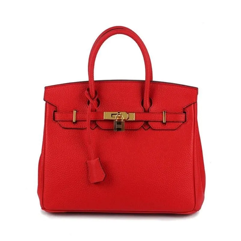 GENUINE Leather Amanda Togo padlock Bag RED 35