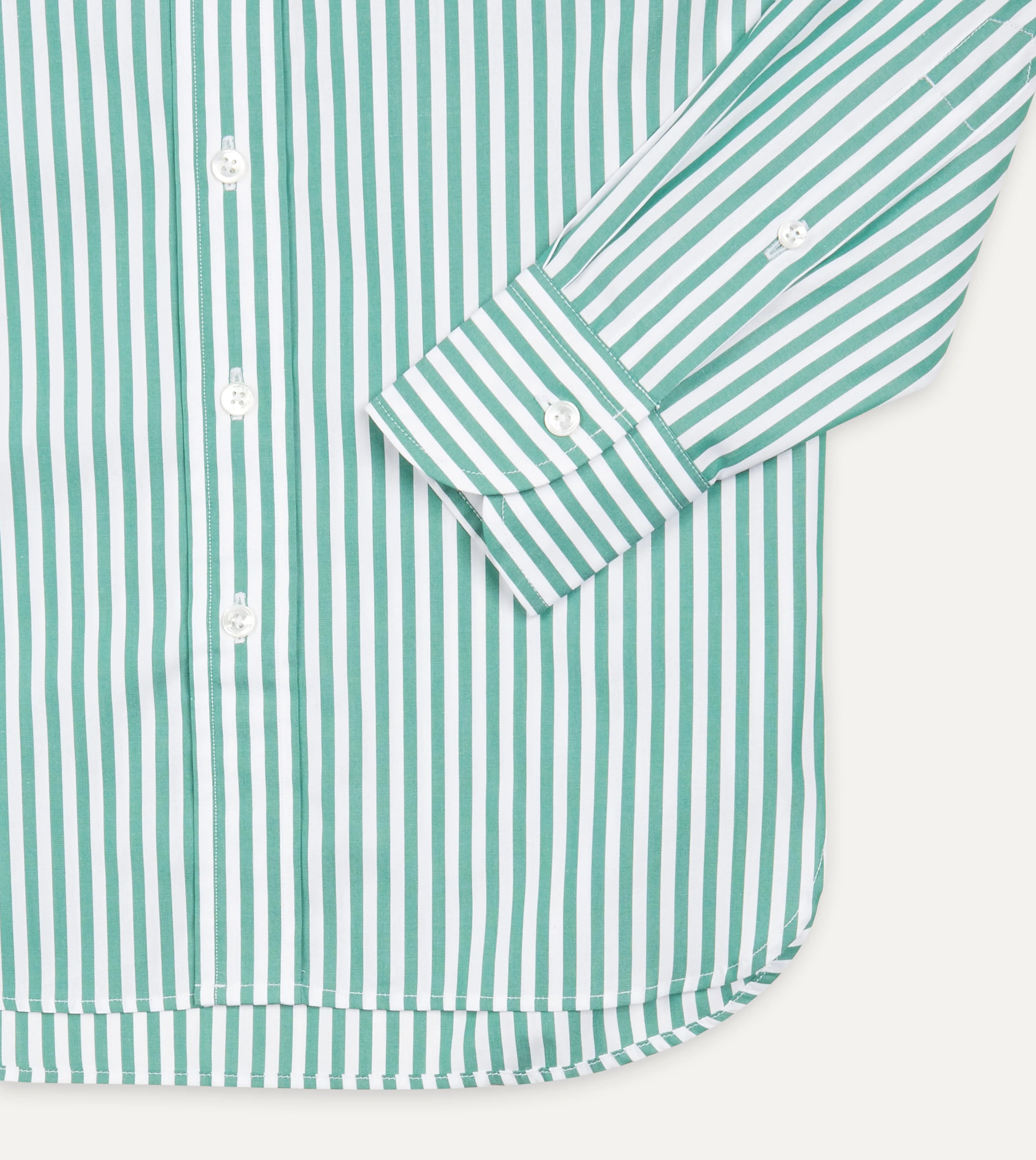 Green Bengal Stripe Cotton Poplin Button-Down Shirt