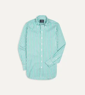 Green Bengal Stripe Cotton Poplin Button-Down Shirt