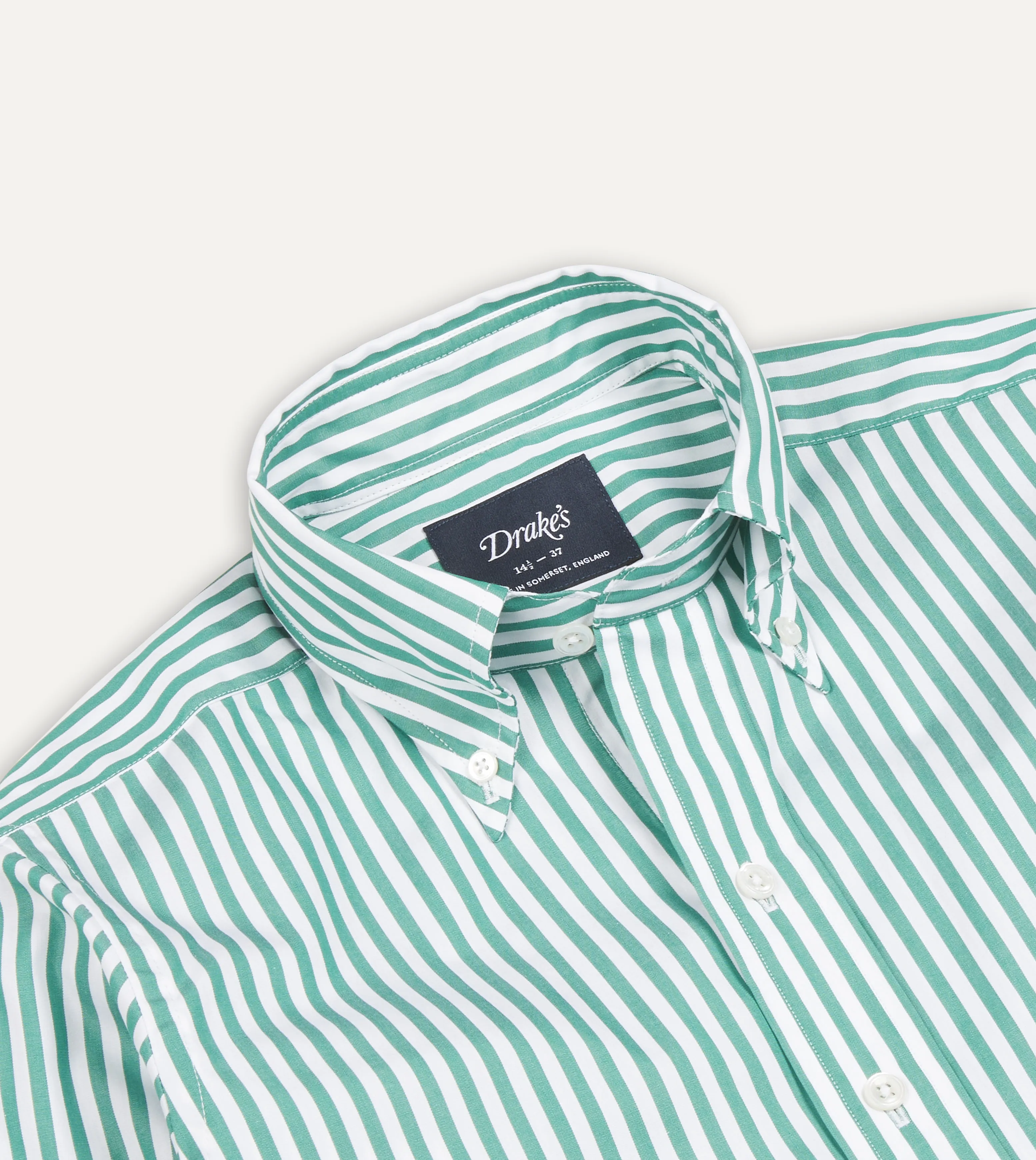 Green Bengal Stripe Cotton Poplin Button-Down Shirt