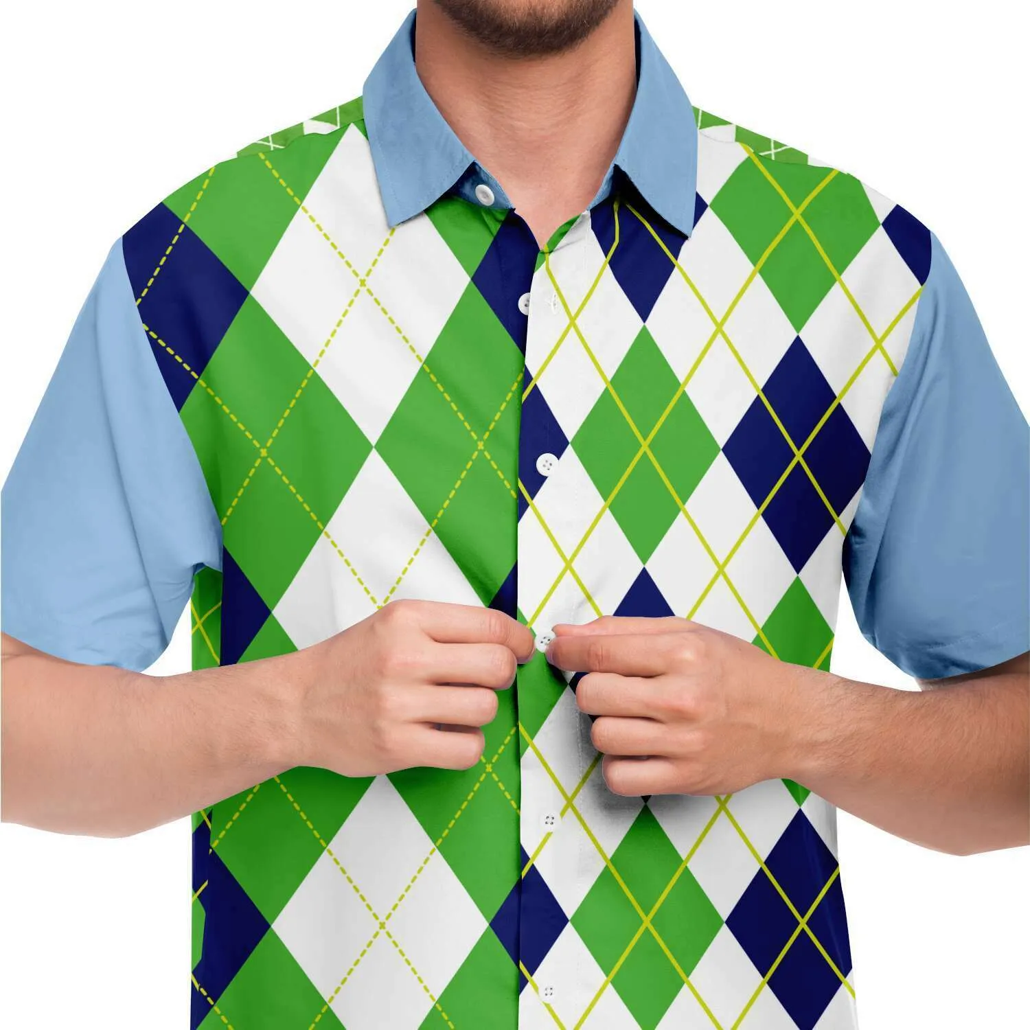 Green Par 4 Short Sleeve Button Down Shirt