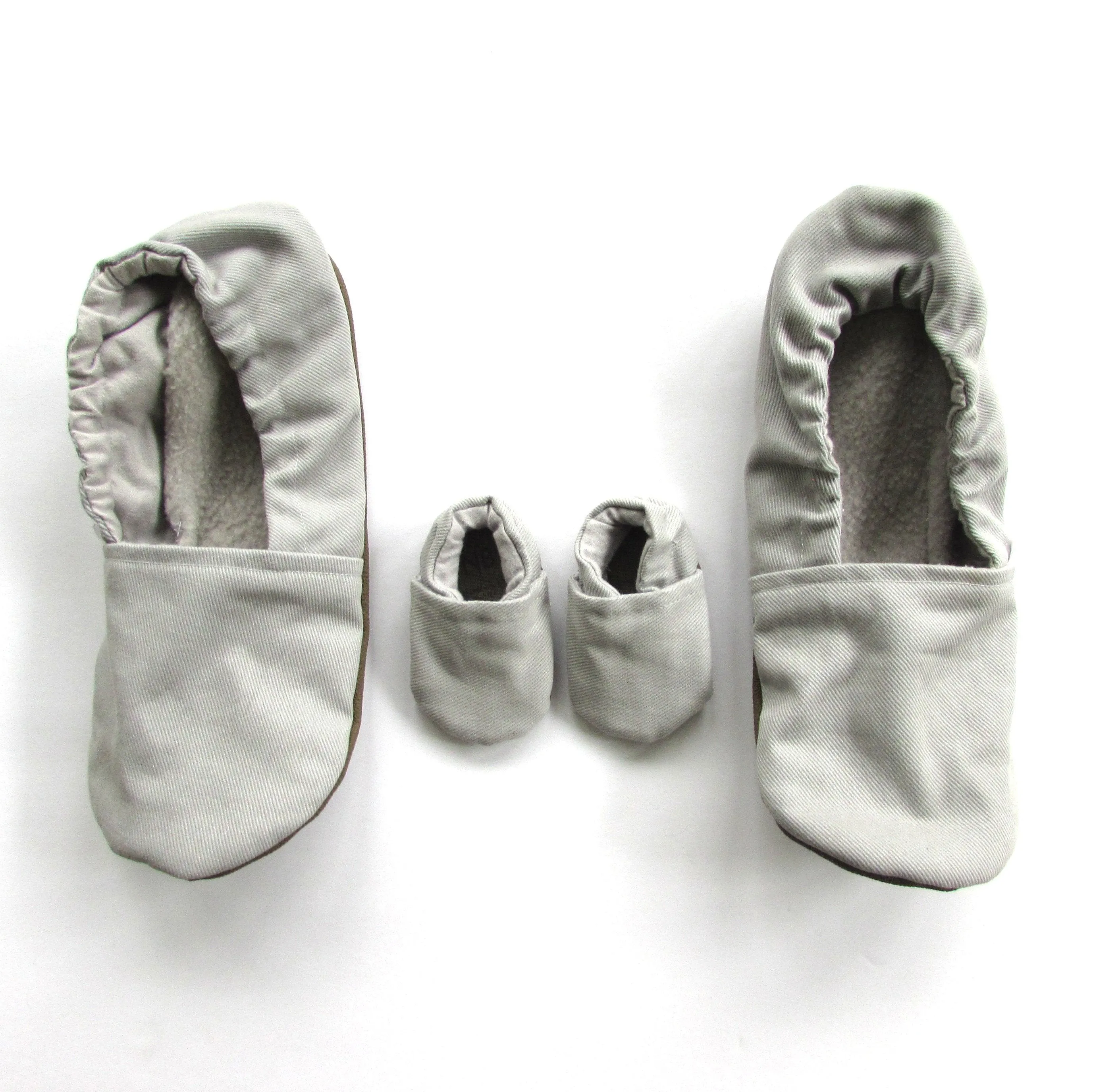 Grey Brushed Denim Women's Slippers