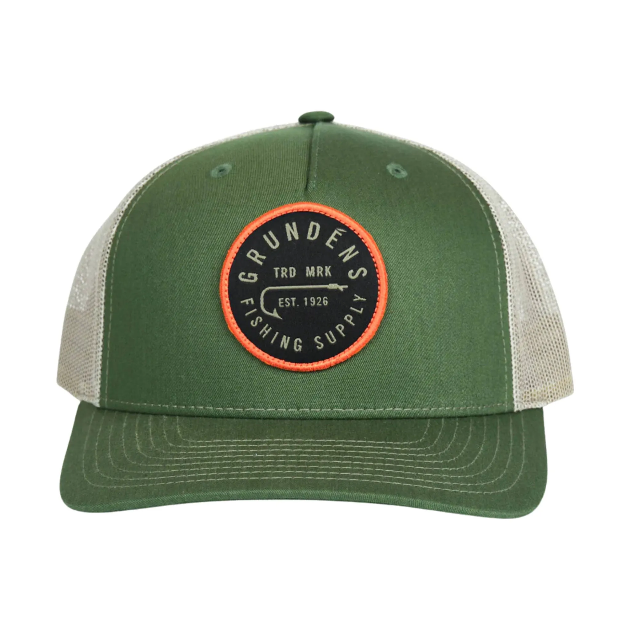 Grundens Hook Trucker Hat - Army Olive/Tan