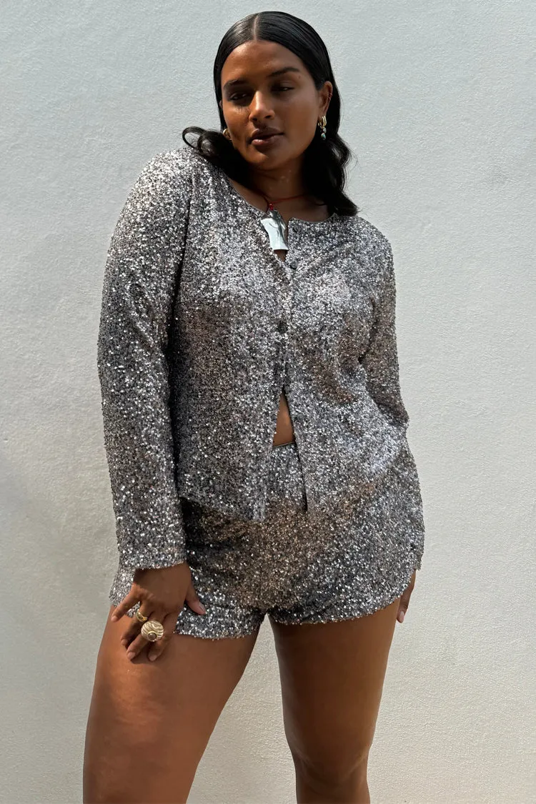 Gunmetal Alexa Sequin Cardigan