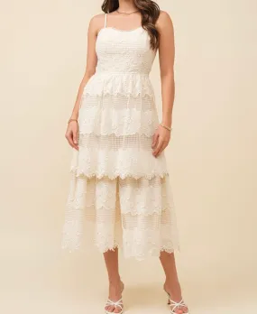 Ivory Crochet Midi Dress