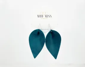 Leather Petal Earring Dark Teal