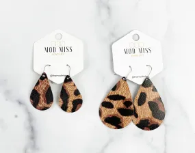 Leather Teardrop Earring Leopard Urban