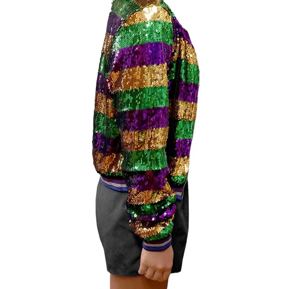 Mardi Gras Sequin Zipper Jacket