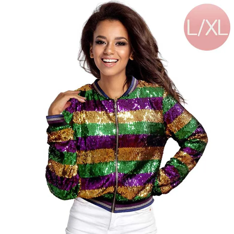 Mardi Gras Sequin Zipper Jacket