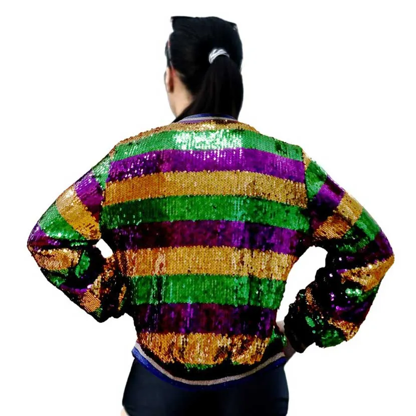 Mardi Gras Sequin Zipper Jacket