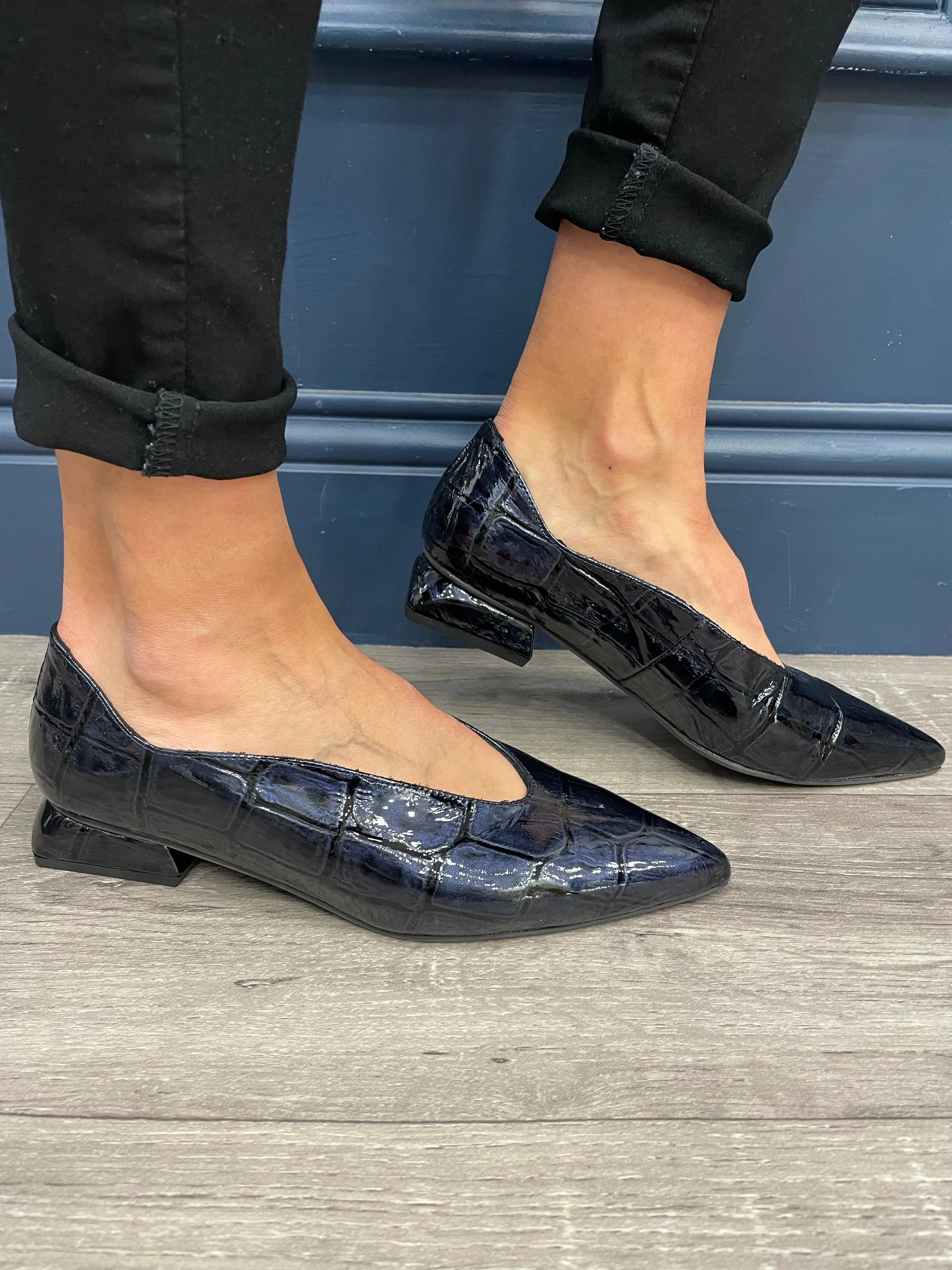 Marian Navy Patent Flats