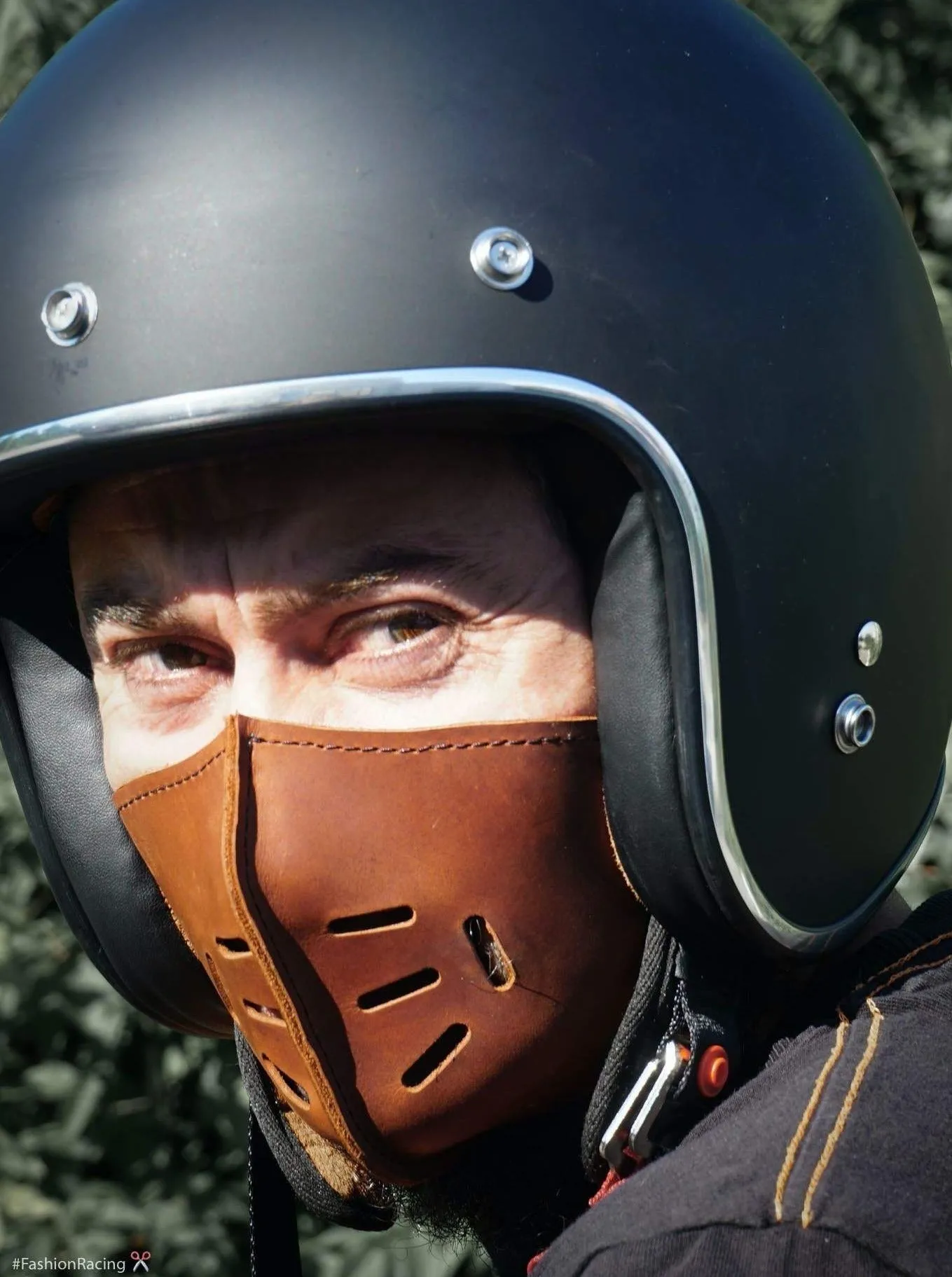 Motorcycle Leather Mask, Cafe Racer Helmet Mask