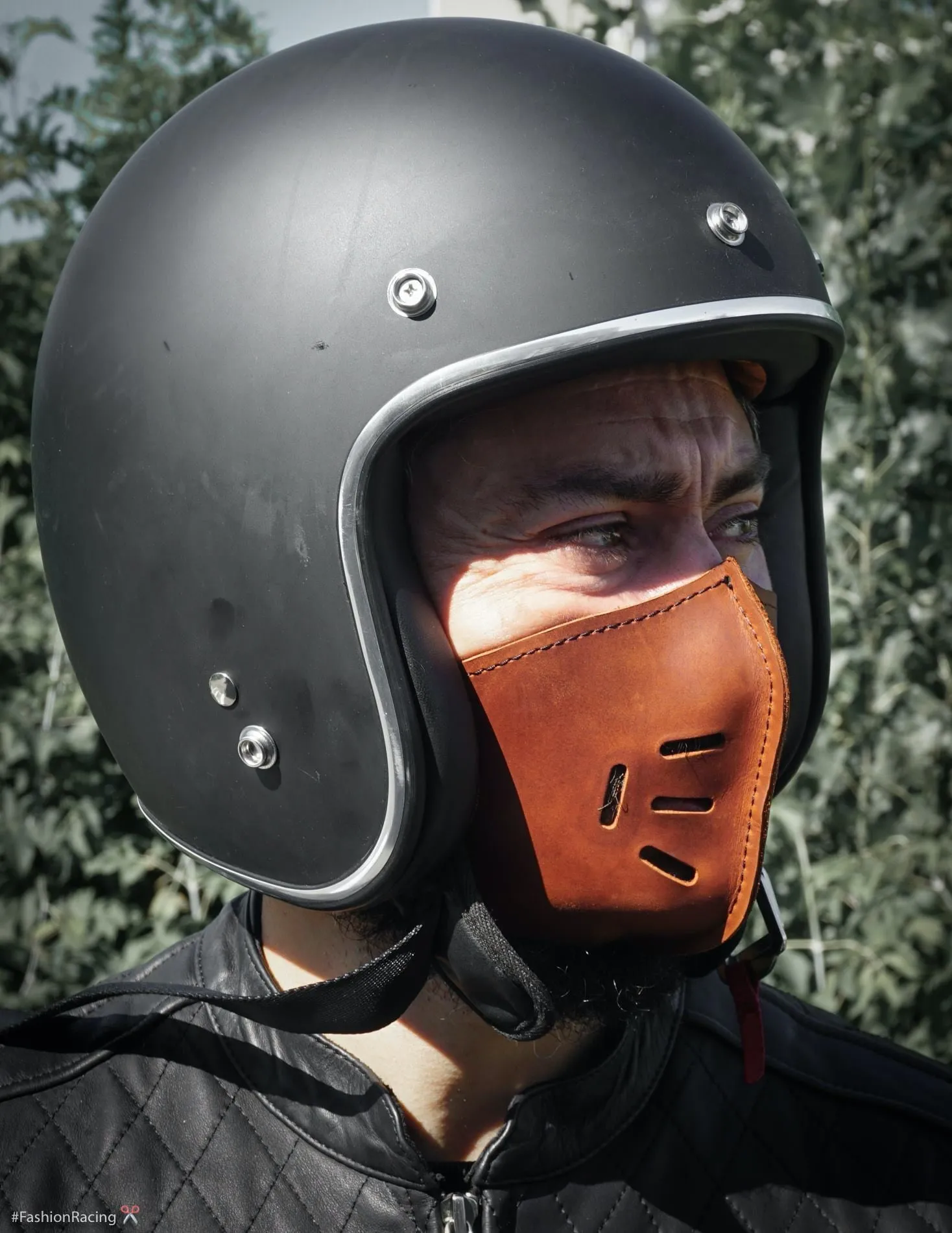 Motorcycle Leather Mask, Cafe Racer Helmet Mask