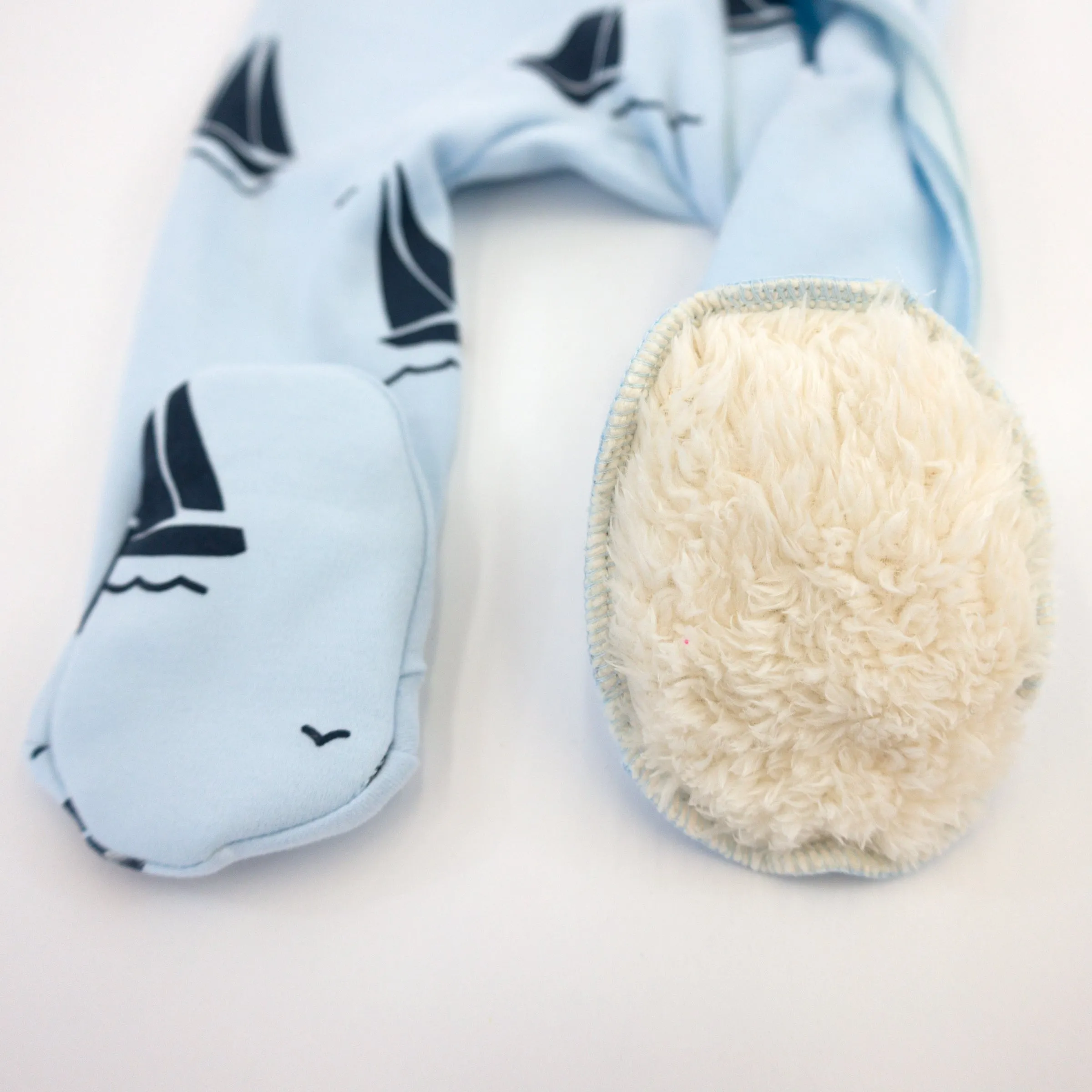 oh baby! Cotton Baby Rib Zipper Footie - Sailboat Print - Sky Blue