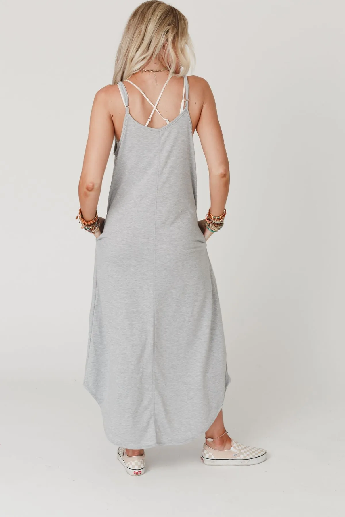 Perfect Round Hem Bralette Maxi Dress - Heather Gray