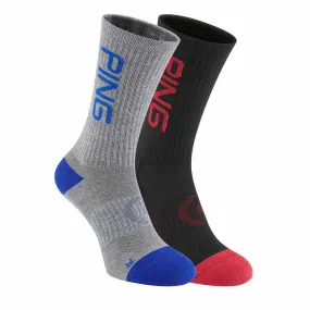 Ping Logo Golf Socks 2 Pack - Grey/Black Multi