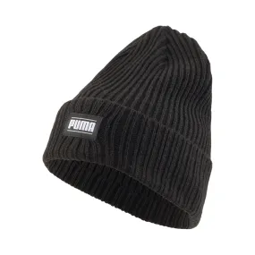 Puma ribbed beanie hat with petch logo 024038-01 black. One size