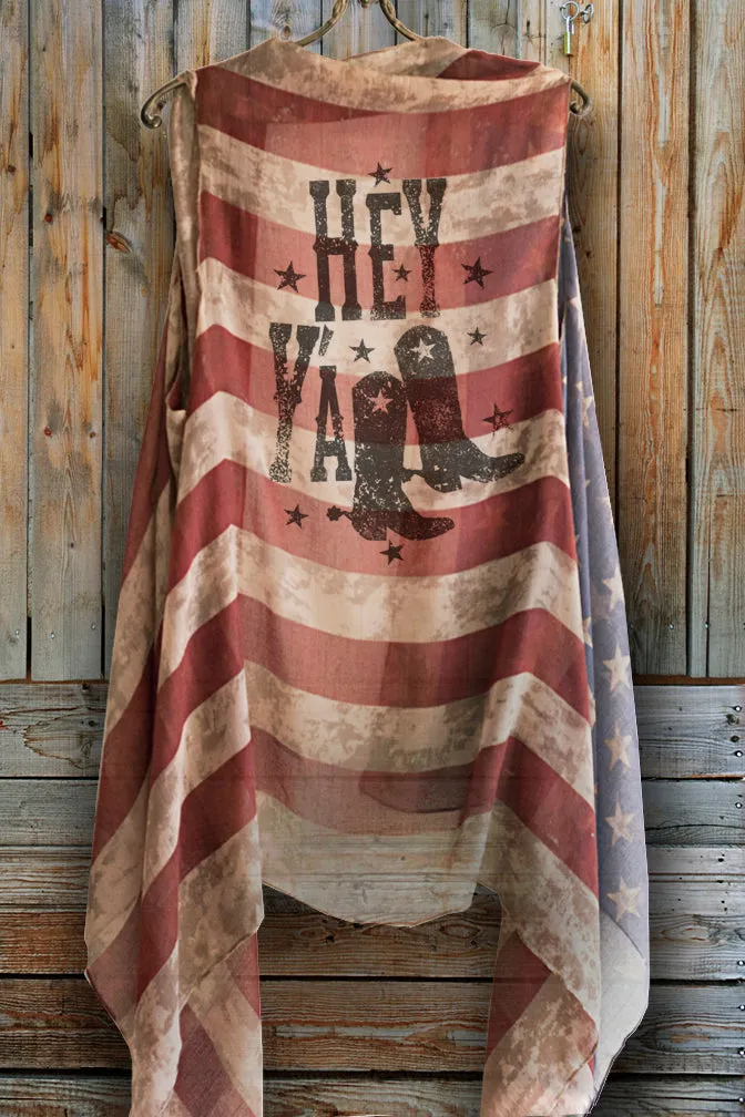 "Hey Y'All" Vintage American Flag Vest