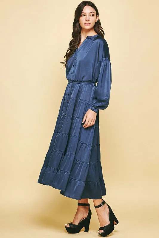 Rachel Button Down Dress in Navy