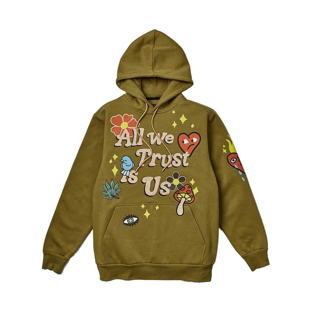 Reason All We Trust Is Us Fleece Hoodie - Olive Green