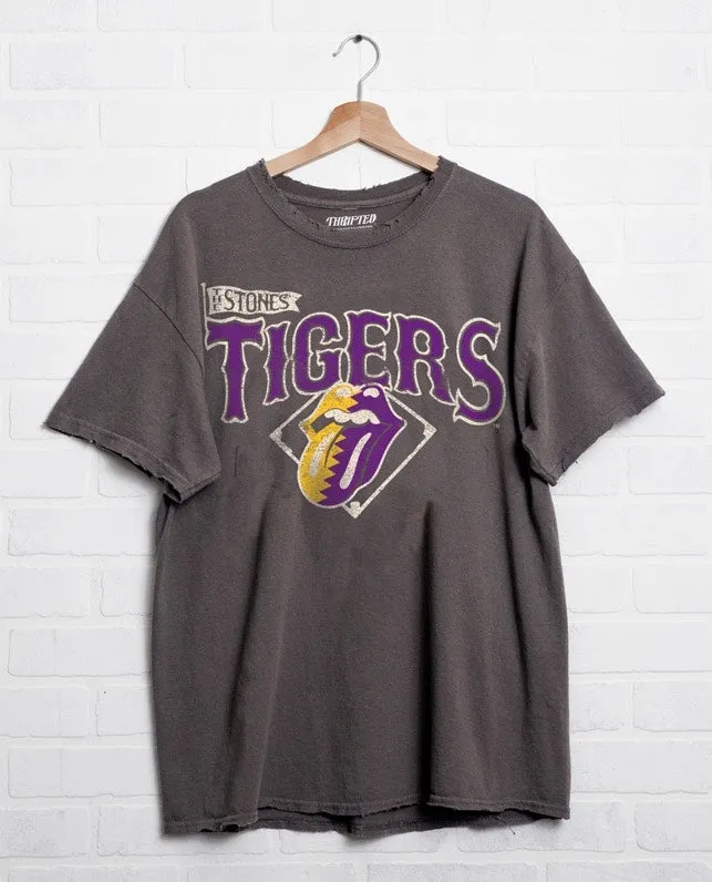 Rolling Stones LSU Tigers Baseball Diamond Off Black Thrifted Tee