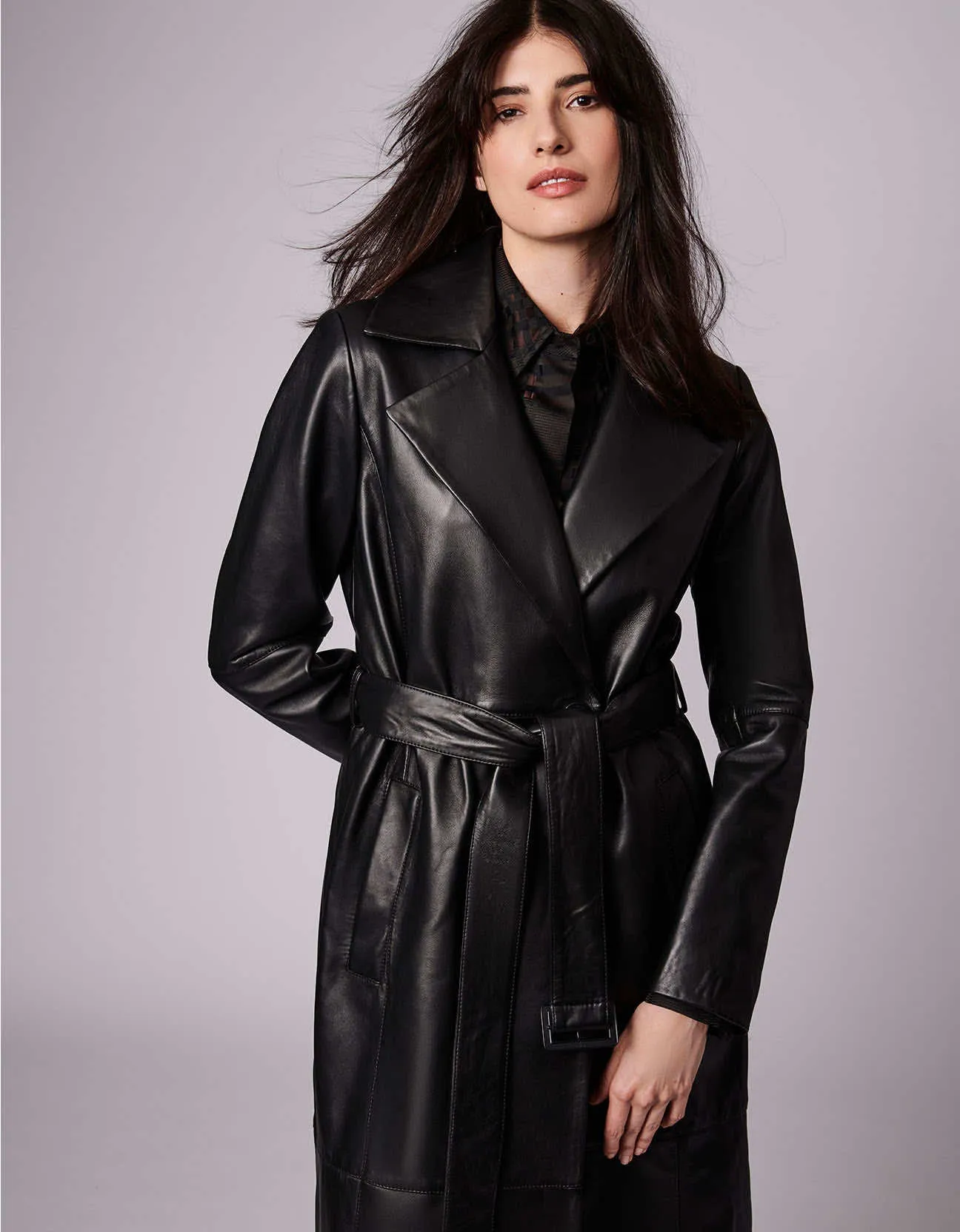 RSVP Leather Faux Fur Long Coat